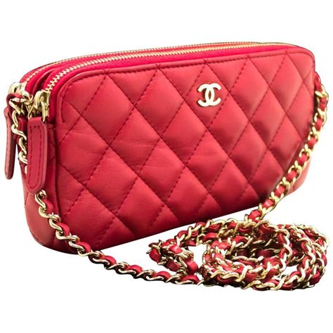 chanel zipped pouch|Chanel pouch with chain.